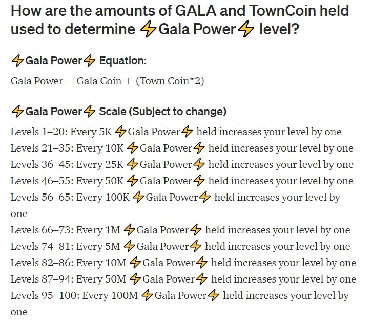 Gala Coin Power Levels