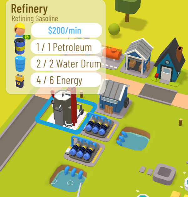 refinery production for gas in town star